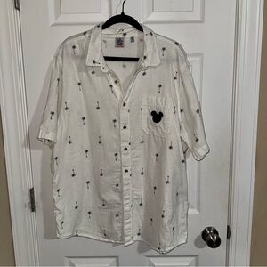 Junk Food Clothing White Shirt‎ with Palm Tree and Mouse Print